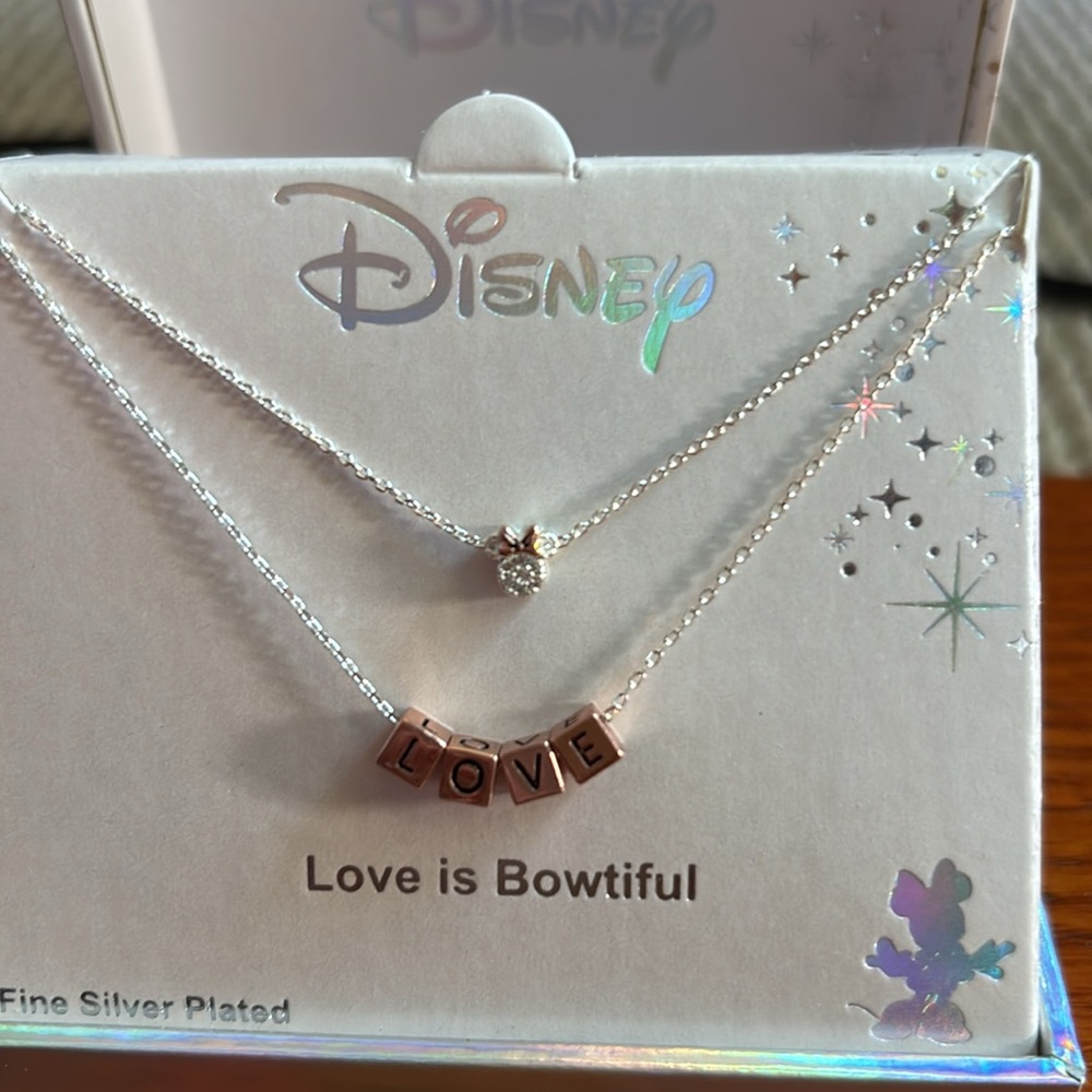 Disney Silver and Gold Love Necklace 🆕 NWT.  “love is bowtiful”, layered. - Picture 6 of 6